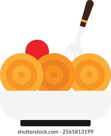 Spaguetti Food Noodles Icon Vector Flat Illustration