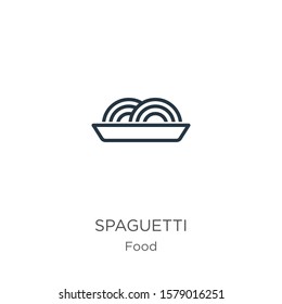 Spaguetti icon. Thin linear spaguetti outline icon isolated on white background from food collection. Line vector sign, symbol for web and mobile