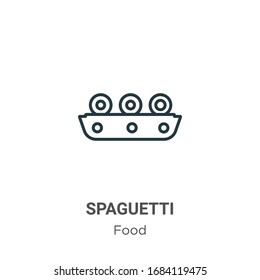 Spaguetti Umriss Vektorillustration Symbol. Dünne schwarze Spaguetti-Symbol, einfache flache Vektorillustration-Elementgrafik aus bearbeitbarem Lebensmittelkonzept einzeln auf weißem Hintergrund