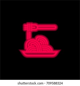 Spaguetti red glowing neon ui ux icon. Glowing sign logo vector