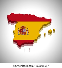 Spain - 3D map and flag