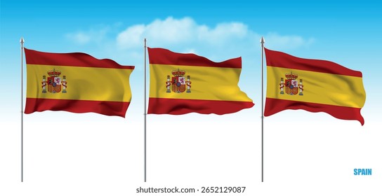 Spain 3d rendering flag series. Vector illustration.