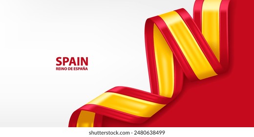 Bandera de España en 3D. Doblado ondeando bandera 3D en colores de la bandera nacional española. Diseño de fondo de bandera nacional.