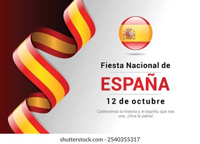 Spain 3D ribbon flag. Bent waving 3D flag in colors of the Spain national flag. National flag background design.
