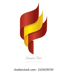 Spain abstract 3D wavy flag red yellow modern Spanish ribbon torch flame strip logo icon vector