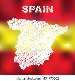 Spain. Abstract spanish map on flag background. Vector illustration