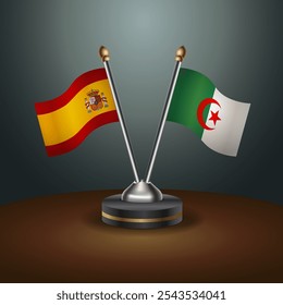 Spain and Algeria table flags relation  with gradient backgrund. Vector Illustration