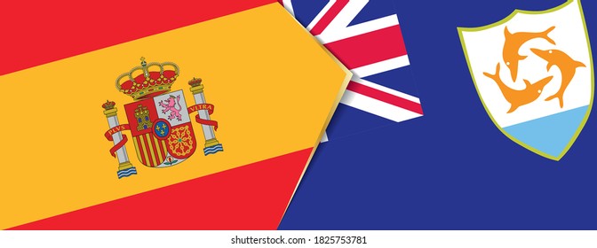 Spain and Anguilla flags, two vector flags symbol of relationship or confrontation.
