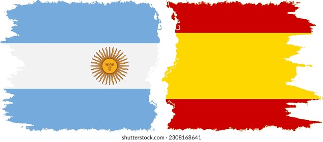 Conexión de banderas gruesas de España y Argentina, vector