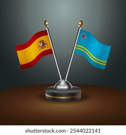 A tabela de Espanha e Aruba sinaliza a relação com o plano de fundo de gradiente. Ilustração de vetor