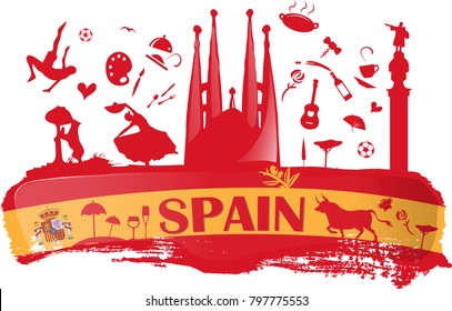 spain background with flag and symbol