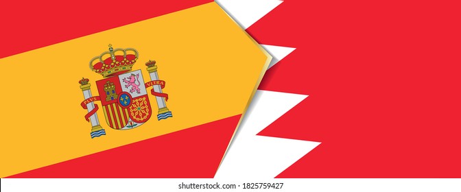 Spain and Bahrain flags, two vector flags symbol of relationship or confrontation.