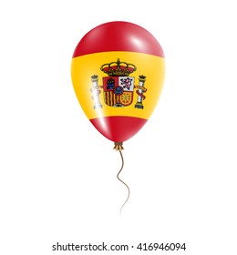 Spain balloon with flag. Bright Air Ballon in the Country National Colors. Country Flag Rubber Balloon. Vector Illustration.