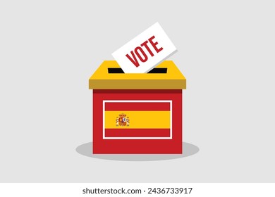 España Urna Concepto de ilustración vectorial plana y minimalista. Votar Elecciones de Arte Conceptual.