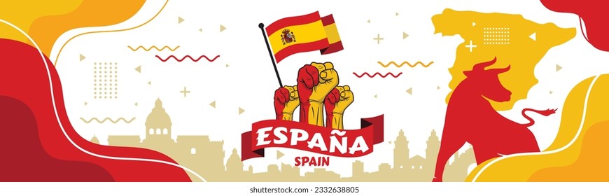 Spain banner with fist and flag 