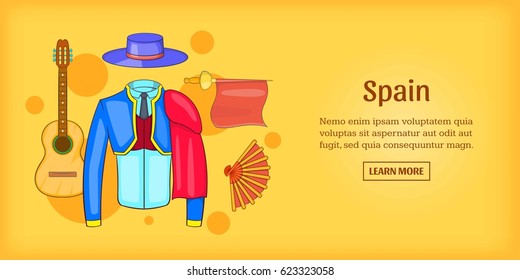 Spain banner horizontal concept corrida. Cartoon illustration 