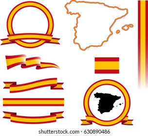 Spain Banner Set. Vector graphic flag, banners and ribbons of the Spain.