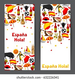 Spain banners design. Spanish traditional symbols and objects.