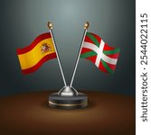 Spain and Basque lands table flags relation  with gradient backgrund. Vector Illustration