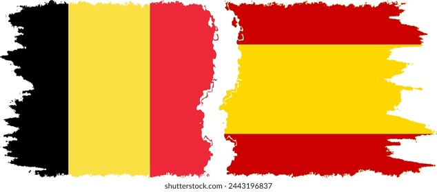 España y Bélgica grunge banderas de conexión, vector