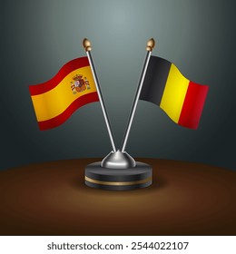 Spain and Belgium table flags relation  with gradient backgrund. Vector Illustration