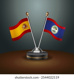 A Espanha e Belize sinalizam a relação com o plano de fundo do gradiente. Ilustração de vetor