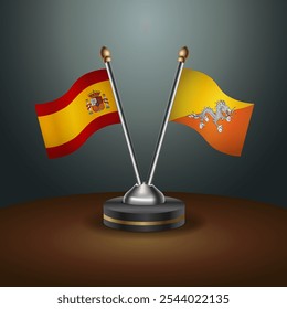 A tabela da Espanha e do Butão sinaliza a relação com o plano de fundo do gradiente. Ilustração de vetor