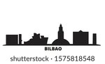 Spain, Bilbao city skyline isolated vector illustration. Spain, Bilbao travel black cityscape