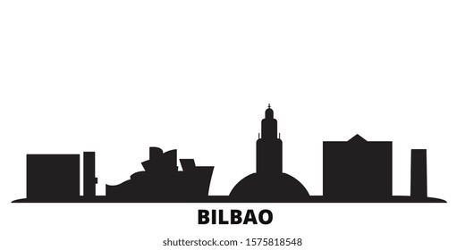 Spain, Bilbao city skyline isolated vector illustration. Spain, Bilbao travel black cityscape