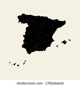 Spanien schwarze Vektorgrafik strukturierte Karte Silhouette.