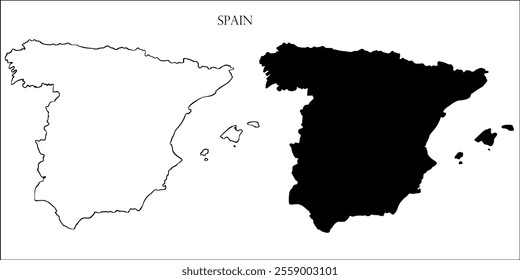 Spain Blank Map, Spain Map Outline Vector Images