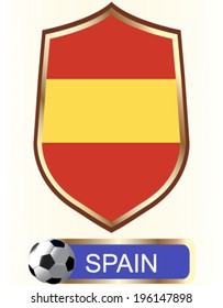 Spain; Blazon with flag - vector illustration.