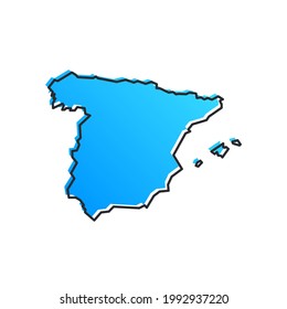 Spain Blue Stylised Vector Map