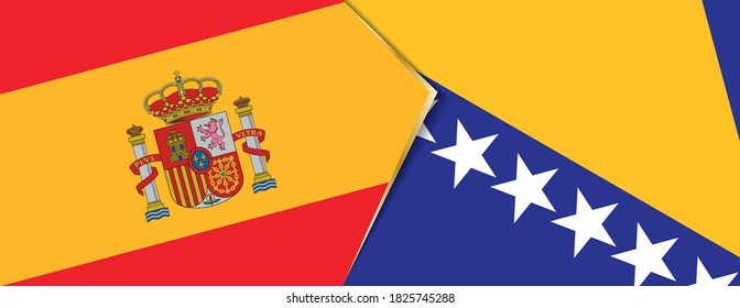 Spain and Bosnia and Herzegovina flags, two vector flags symbol of relationship or confrontation.