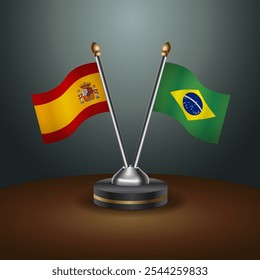 A tabela Espanha e Brasil sinaliza a relação com o plano de fundo gradiente. Ilustração de vetor