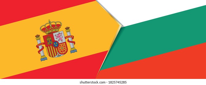 Spain and Bulgaria flags, two vector flags symbol of relationship or confrontation.