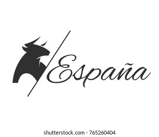 Spain bull logotype. Simple icon. Vector illustration. Light background. Eps10.