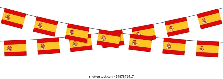 Spain bunting flags on white background. Vector illustration.