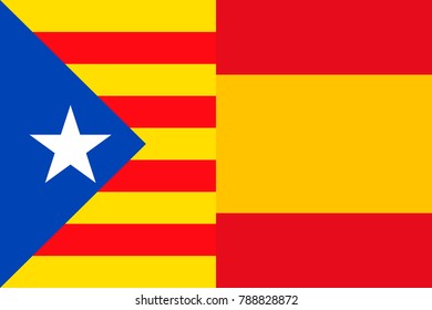 Spain with Catalonia flags
