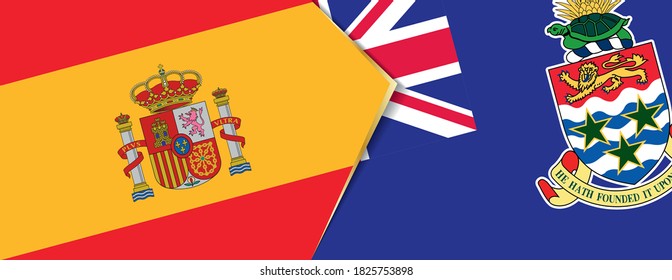 Spain and Cayman Islands flags, two vector flags symbol of relationship or confrontation.