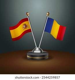 Spain and Chad table flags relation  with gradient backgrund. Vector Illustration