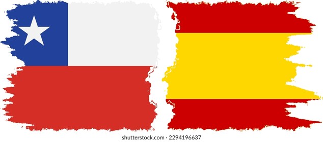 Spain and Chile grunge flags connection, vector