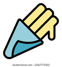 Vector de contorno de icono del churro de España. Comida de chocolate. Color de postre mexicano plano