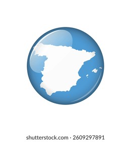 Spain Circle Button Country Map Vector Template