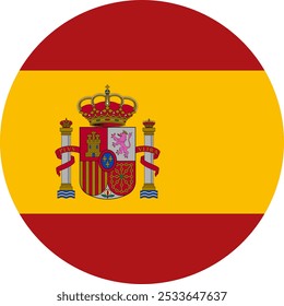 Spain Circle Flag, Circle Flag of Spain, Vector Images