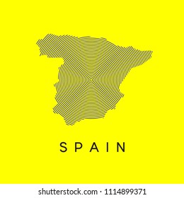 spain in circle lines map vector illustration