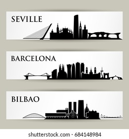 Spain cities skylines - vector illustration