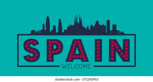 Spain city skyline silhouette vector design