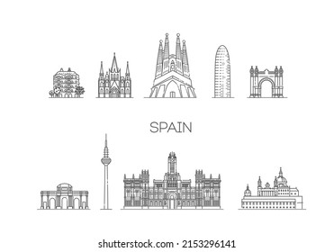 Spain cityscape, spanish travel city vector banner