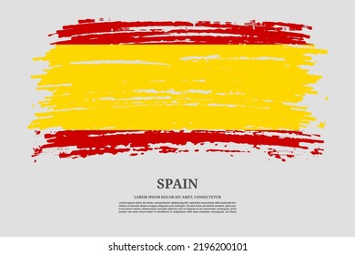 Spain civil flag with brush stroke effect and information text poster, vector